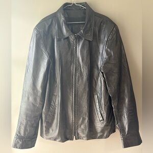 Vintage The Leather Ranch size L, Men's Black Leather Jacket, Made in Canada